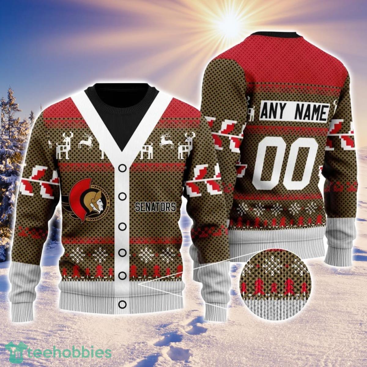 NHL Ottawa Senators Personalized Name & Number 3D Sweater For Christmas Holiday Personalized Gift