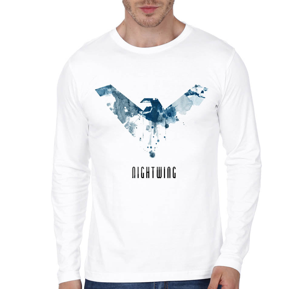 Nightwing White Full Sleeve T-Shirt Hoodie, Sweatshirt | PureTeeCo.com