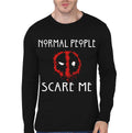 Normal People Scare Me Deadpool Black Full Sleeve T-Shirt Hoodie, Sweatshirt | PureTeeCo.com