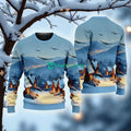 Northrop B-2 Spirit American Airlines In The Snowy Christmas Sky Ugly Sweater Best Gift