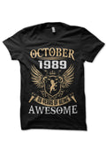 October 1989 28 Years Of Being Awesome Black T-Shirt Hoodie, Sweatshirt | PureTeeCo.com