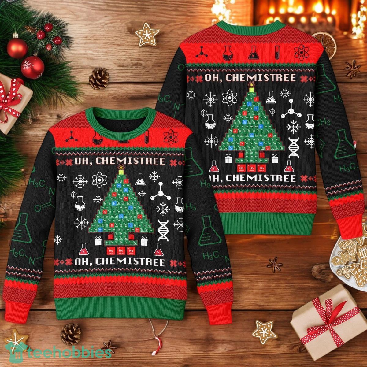 Oh Chemistree Science Ugly Christmas Sweater Chemist Lover Xmas 3D Sweater Christmas Gift Idea