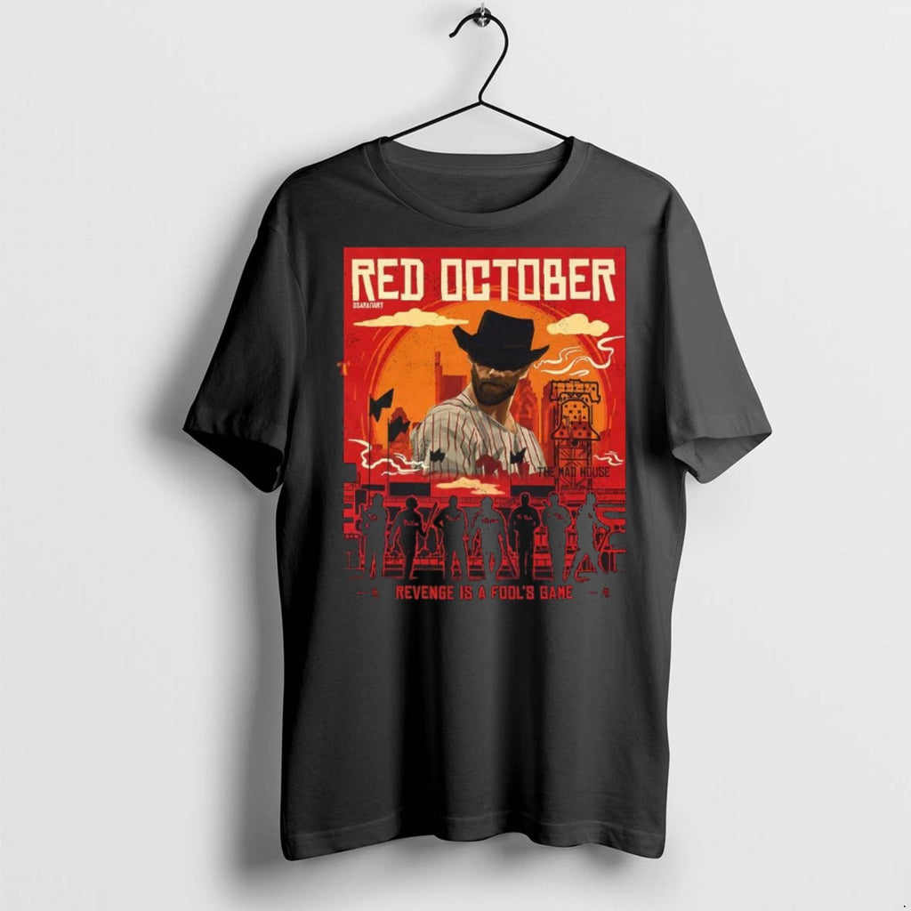 P8yff0qp Red October 2025 Revenge Is A Fools Game Philadelphia Phillies T Shirts