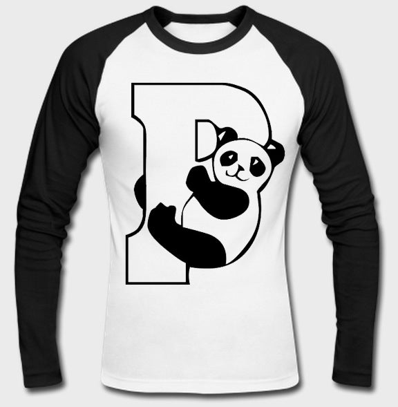 Panda P Raglan Tee Hoodie, Sweatshirt | PureTeeCo.com