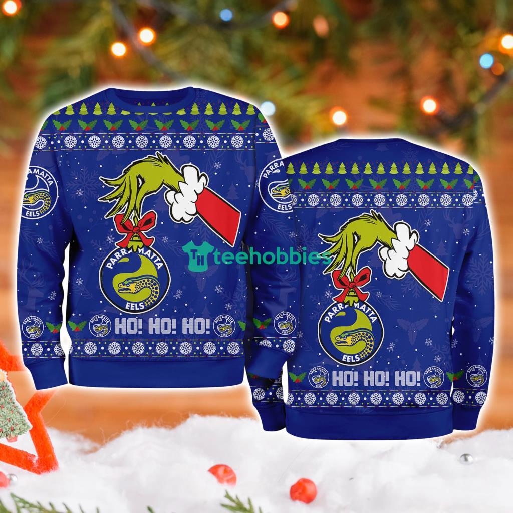 Parramatta Eels Nrl Grinch Hand Ugly Christmas Sweater 3D