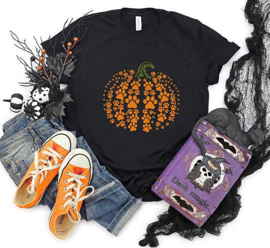 paw pumpkin shirt, paw print sweatshirt, pumpkin dog shirt, dog halloween shirt, retro pumpkin, Halloween Women's Shirt, Halloween Sweatshirt,Thanksgiving Shirt