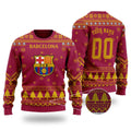 Personalized Custom Name And Number Barcelona Christmas For Fans Ugly Christmas Sweater Perfect Holiday Gift