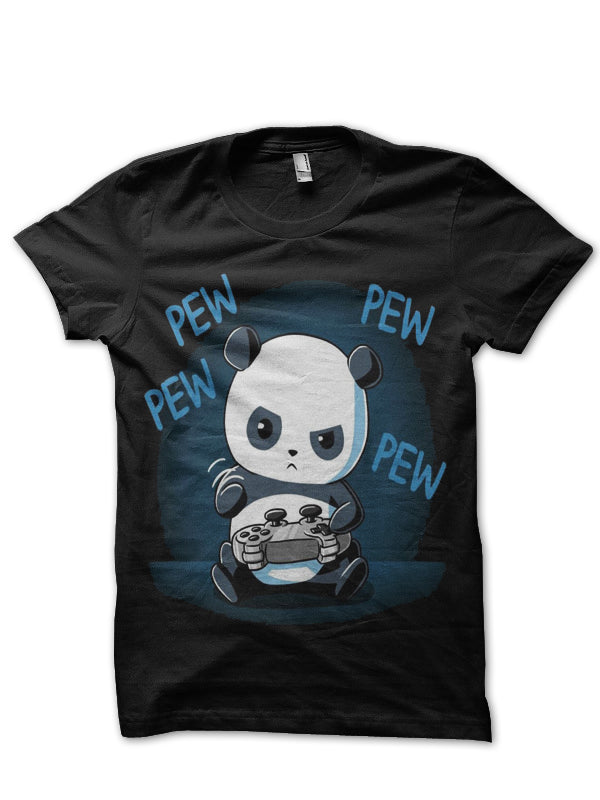 Pew Panda Black Half Sleeve T-Shirt Hoodie, Sweatshirt | PureTeeCo.com