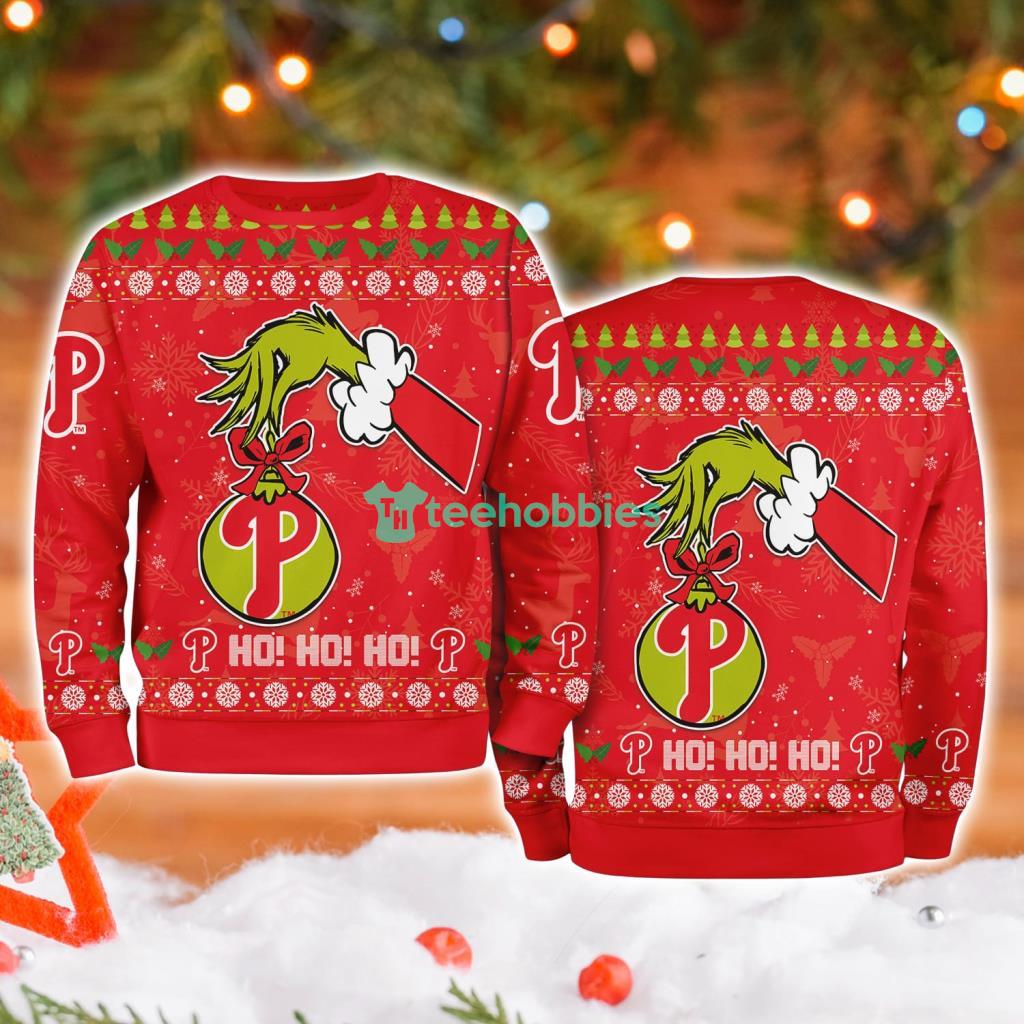 Philadelphia Phillies Mlb Grinch Hand Ugly Christmas Sweater 3D