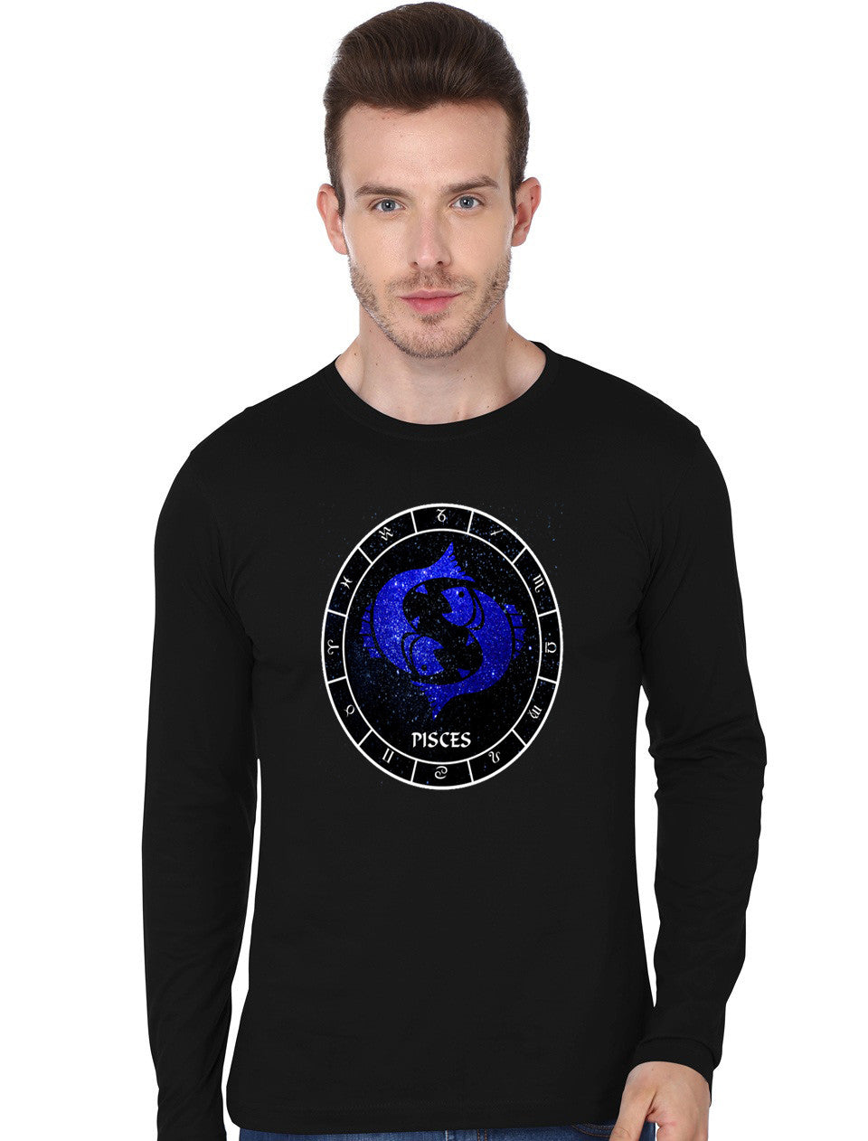 Pisces Black Full Sleeve T-Shirt Hoodie, Sweatshirt | PureTeeCo.com