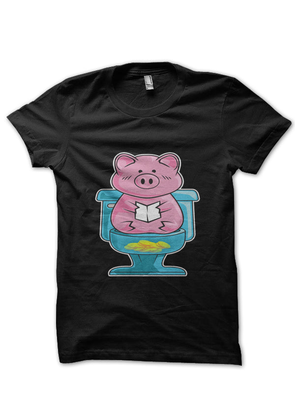 Cute & Funny Pig On Toilet Piggy Bank Potty Training T-Shirt Hoodie, Sweatshirt | PureTeeCo.com