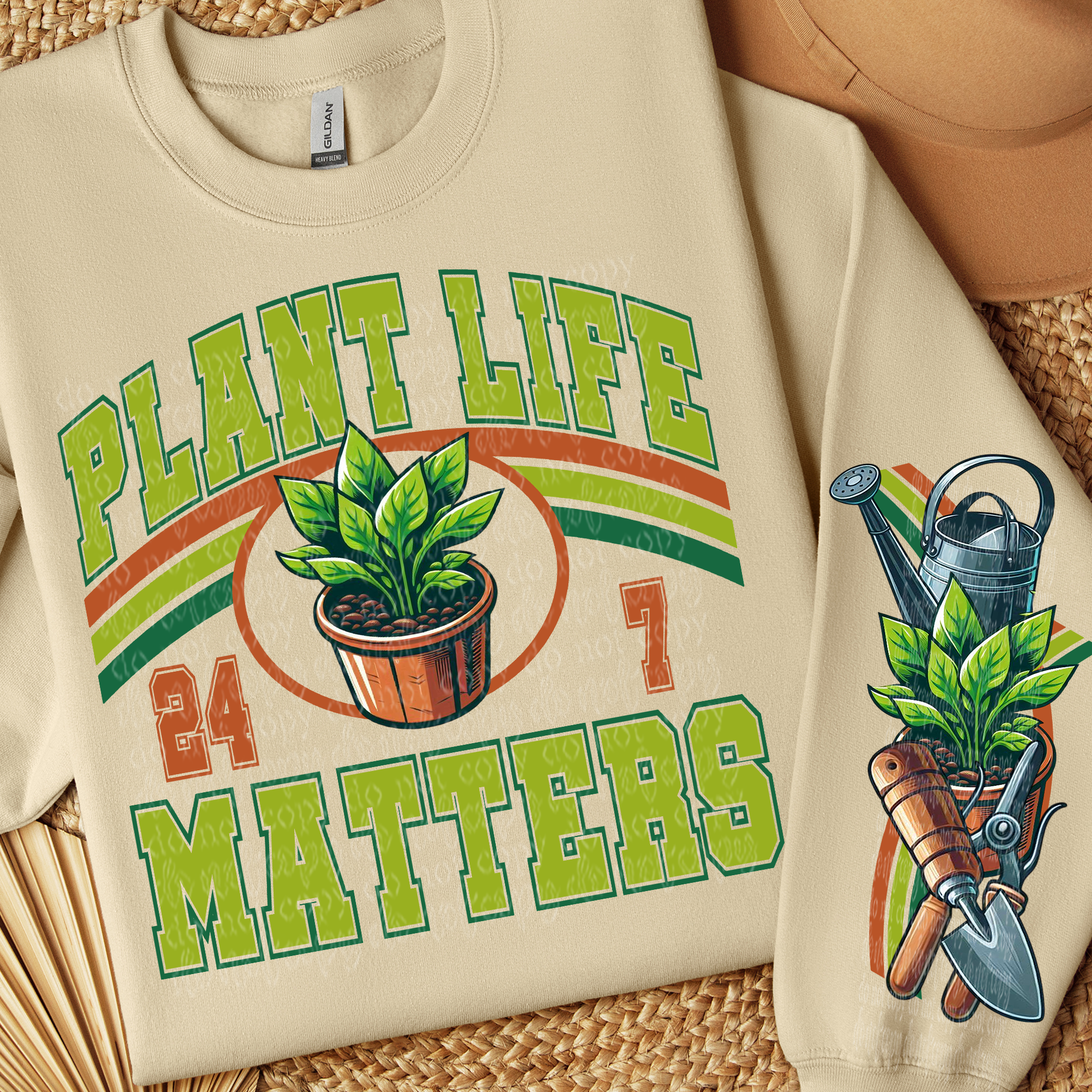 PLANT LIFE MATTERS SWEATSHIRT W/ SLEEVE PRINT T-Shirts, Hoodie | PureTeeCo.com (Image 1)