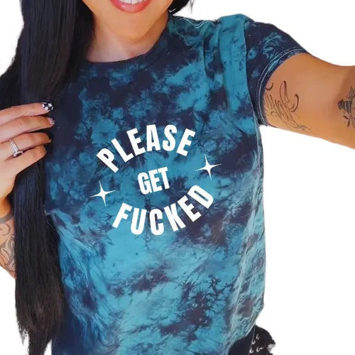 'please Get F*cked' Black & Green Tie Dye T Shirt Pullover , Alt, Grunge, Streetwear, Sarcastic, Punk, Cotton, Casual,...