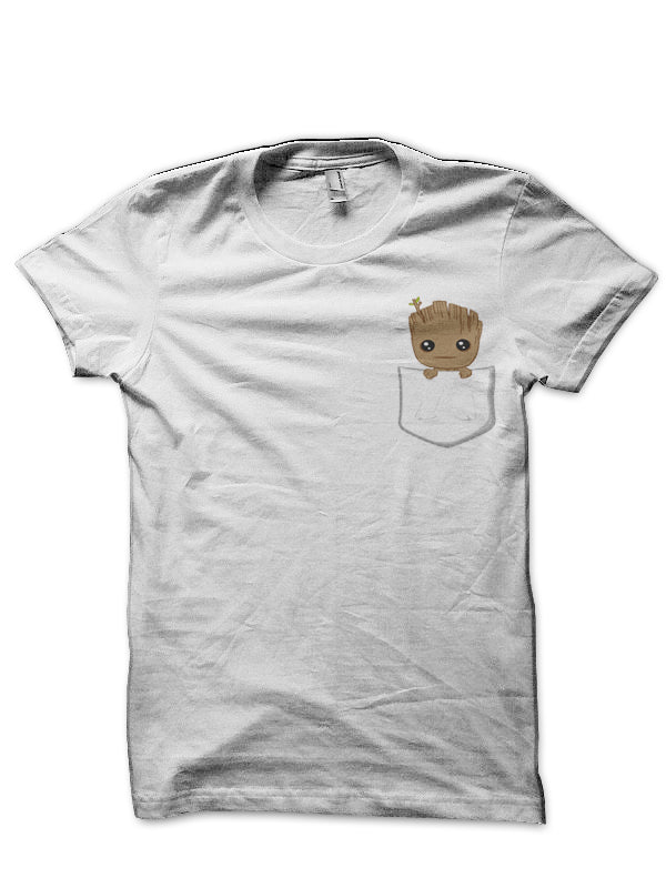 Pocket Groot White T-Shirt Hoodie, Sweatshirt | PureTeeCo.com