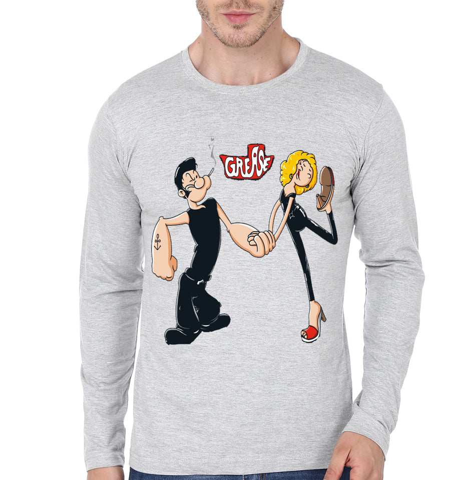 Popeye & Olive Grey Full Sleeve Tee Hoodie, Sweatshirt | PureTeeCo.com