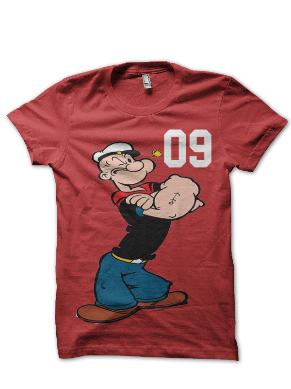 Popeye Red T-Shirt Hoodie, Sweatshirt | PureTeeCo.com