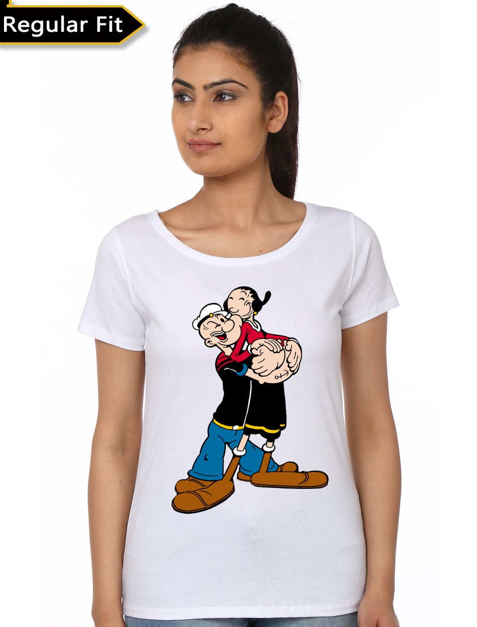 Popeye Girlâ€™s White T-Shirt Hoodie, Sweatshirt | PureTeeCo.com