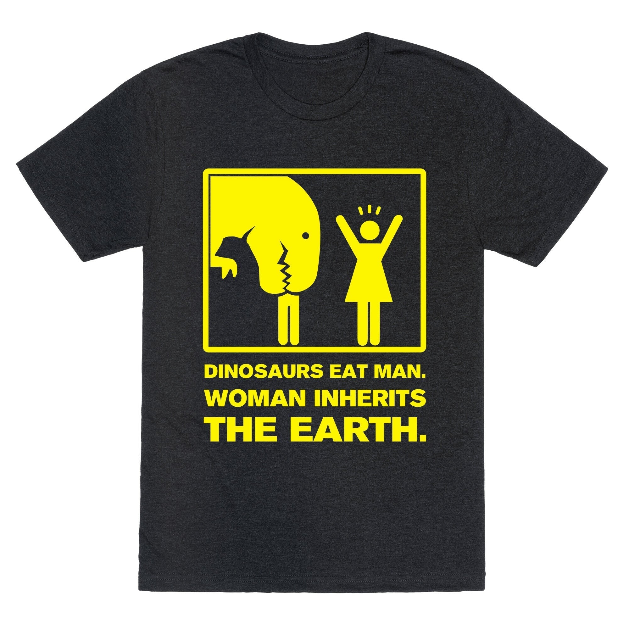 Dinosaur Eats Man. Woman Inherits the Earth. Unisex Triblend Tee Hoodie, Sweatshirt | PureTeeCo.com (Image 1)