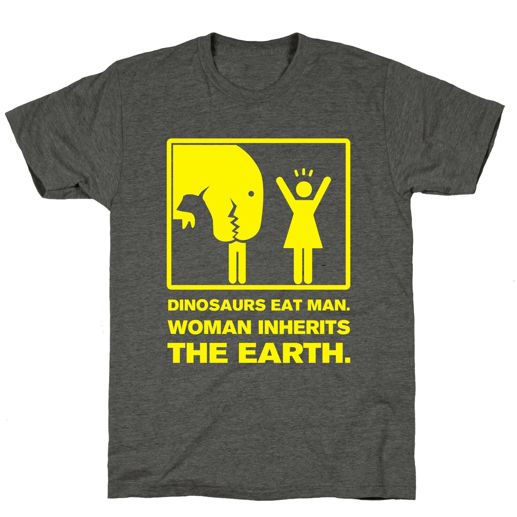 Dinosaur Eats Man. Woman Inherits the Earth. Unisex Triblend Tee Hoodie, Sweatshirt | PureTeeCo.com (Image 3)