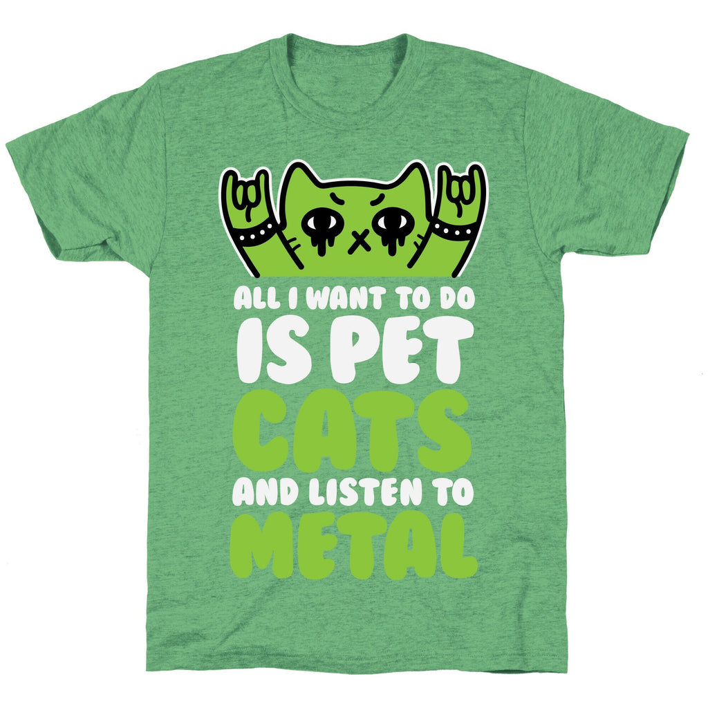 All I Want To Do Is Pet Cats And Listen To Metal Unisex Triblend Tee Hoodie, Sweatshirt | PureTeeCo.com (Image 2)