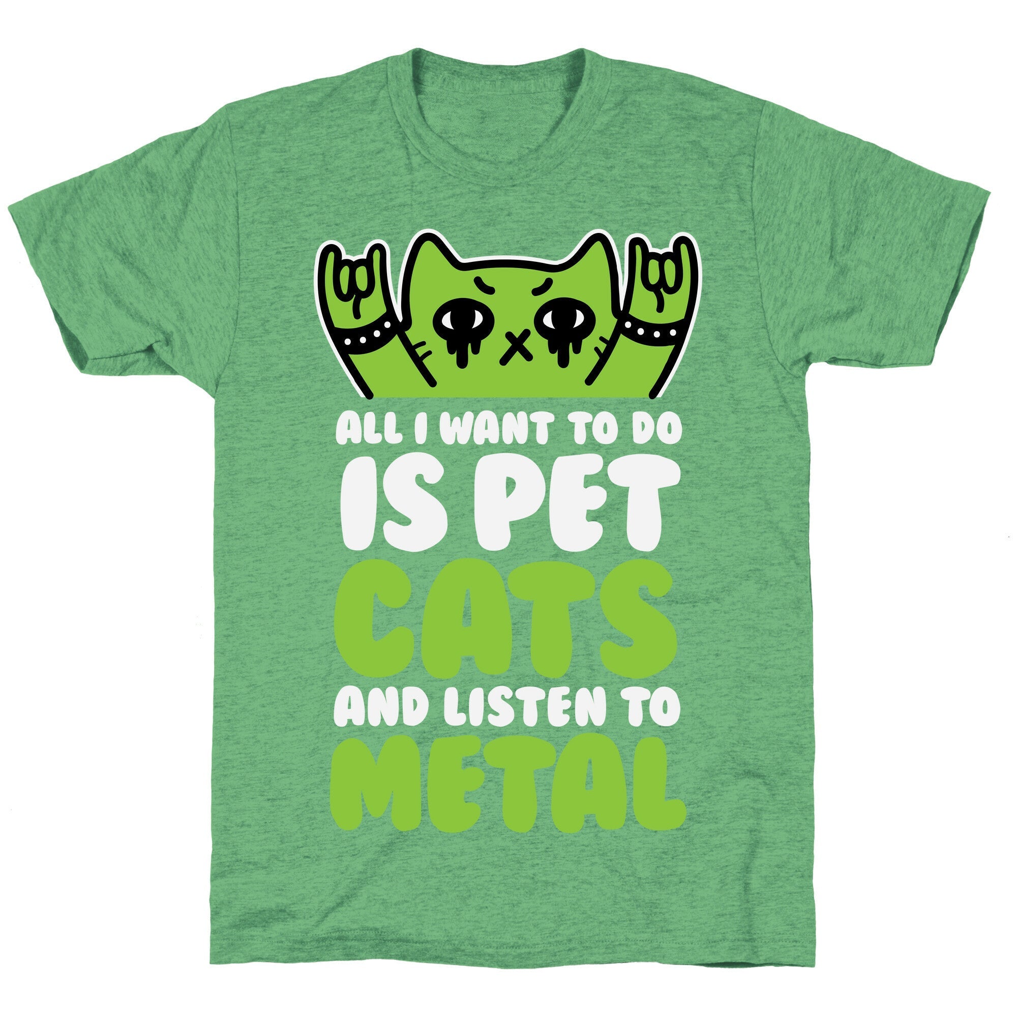 All I Want To Do Is Pet Cats And Listen To Metal Unisex Triblend Tee Hoodie, Sweatshirt | PureTeeCo.com (Image 2)