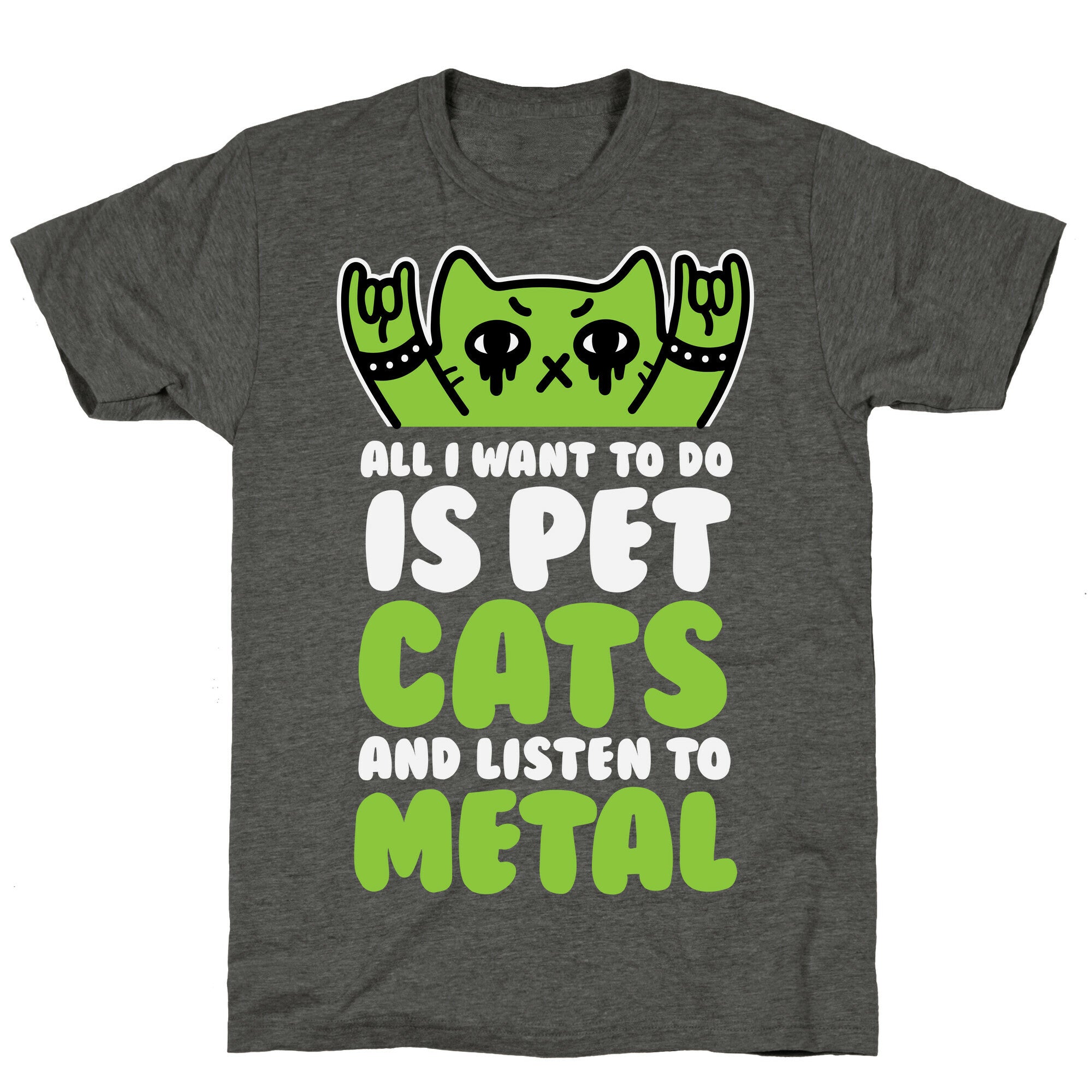All I Want To Do Is Pet Cats And Listen To Metal Unisex Triblend Tee Hoodie, Sweatshirt | PureTeeCo.com (Image 3)