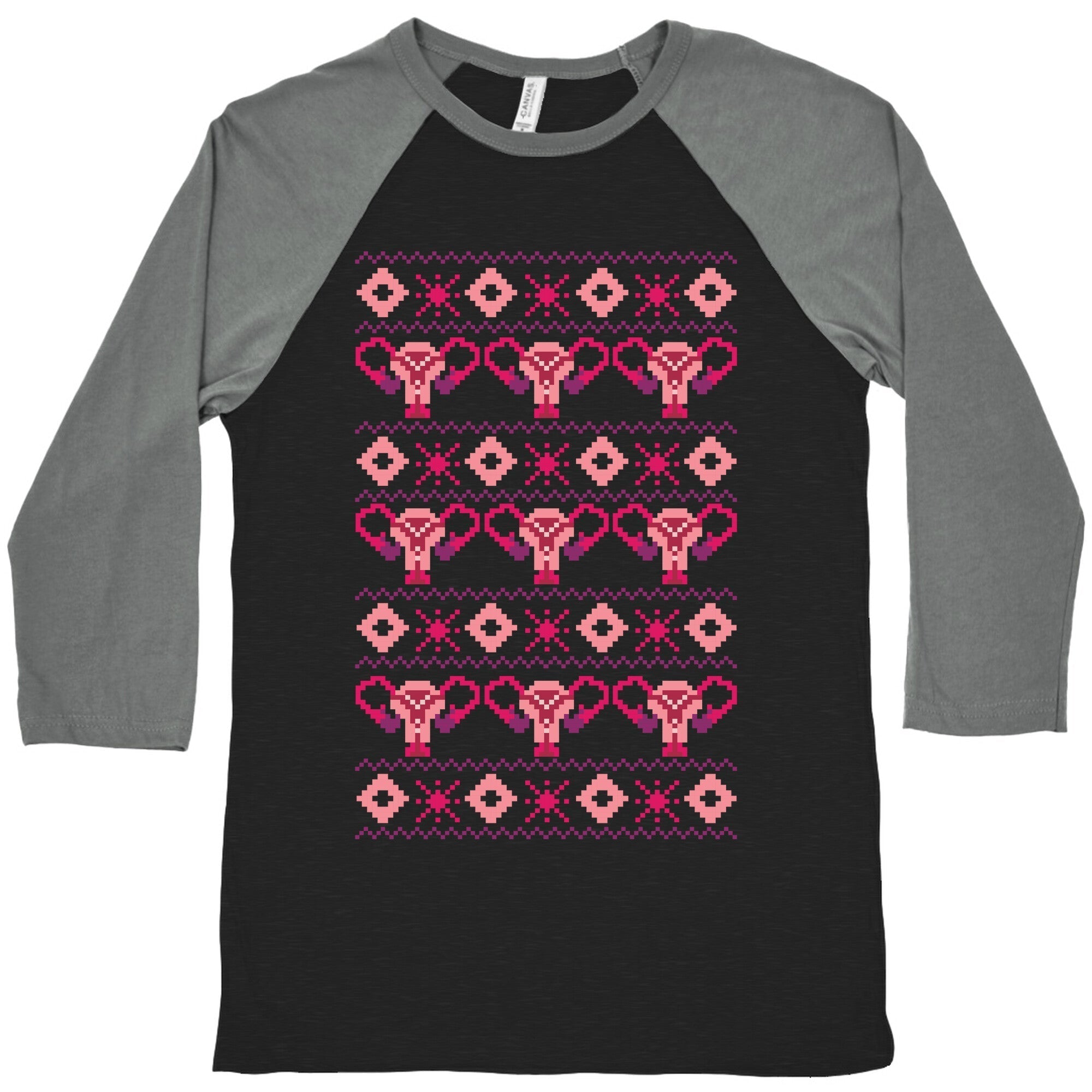 Cuterus Uterus Pattern Baseball Tee Hoodie, Sweatshirt | PureTeeCo.com (Image 3)