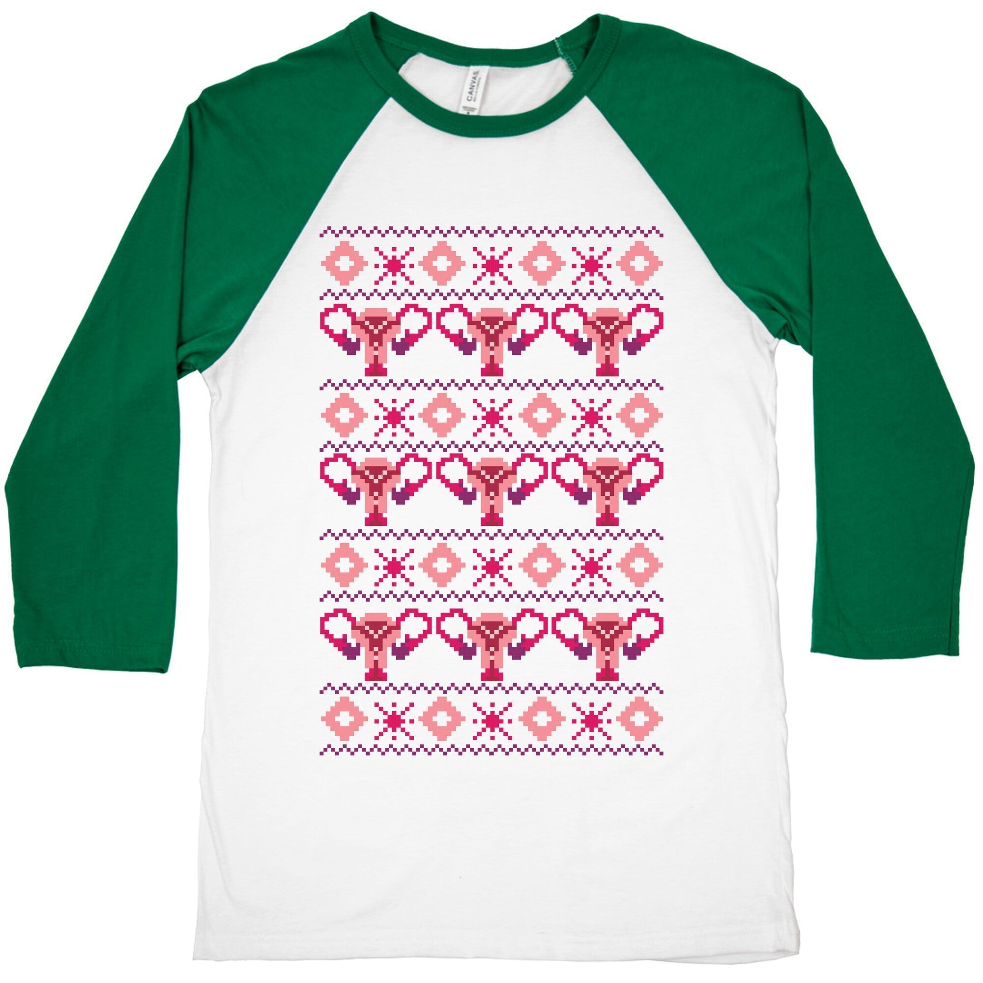 Cuterus Uterus Pattern Baseball Tee Hoodie, Sweatshirt | PureTeeCo.com (Image 1)