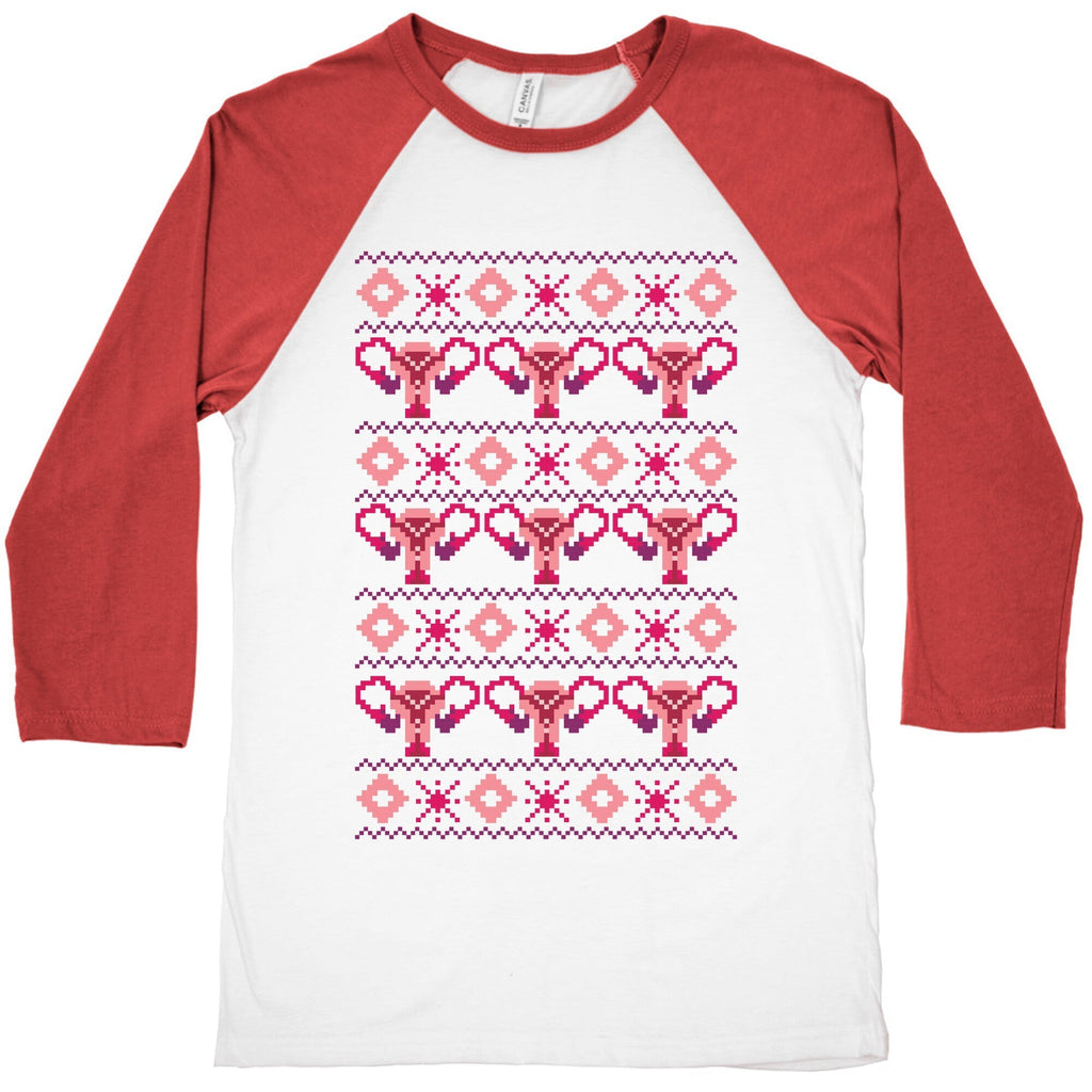 Cuterus Uterus Pattern Baseball Tee Hoodie, Sweatshirt | PureTeeCo.com (Image 2)