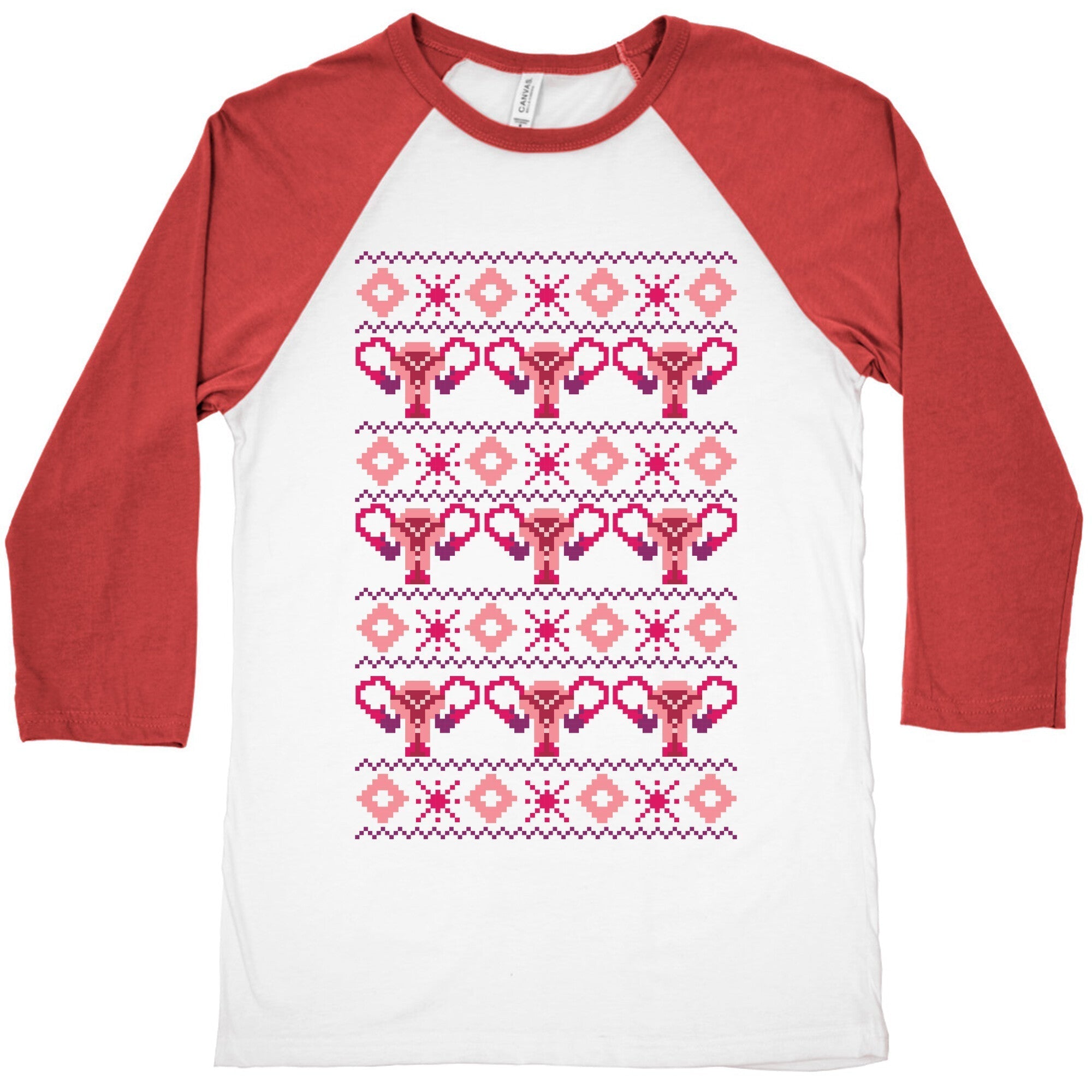 Cuterus Uterus Pattern Baseball Tee Hoodie, Sweatshirt | PureTeeCo.com (Image 2)
