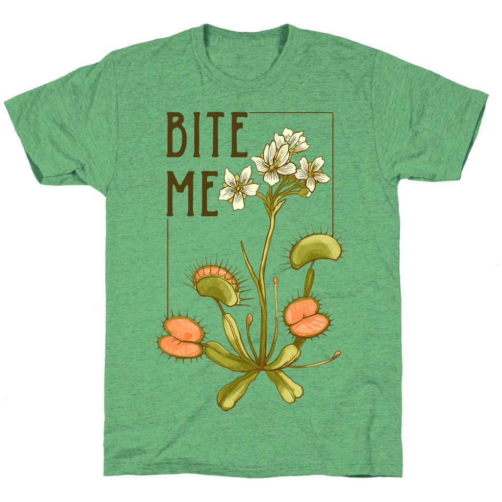 Bite Me Venus Flytrap Unisex Triblend Tee Hoodie, Sweatshirt | PureTeeCo.com (Image 1)