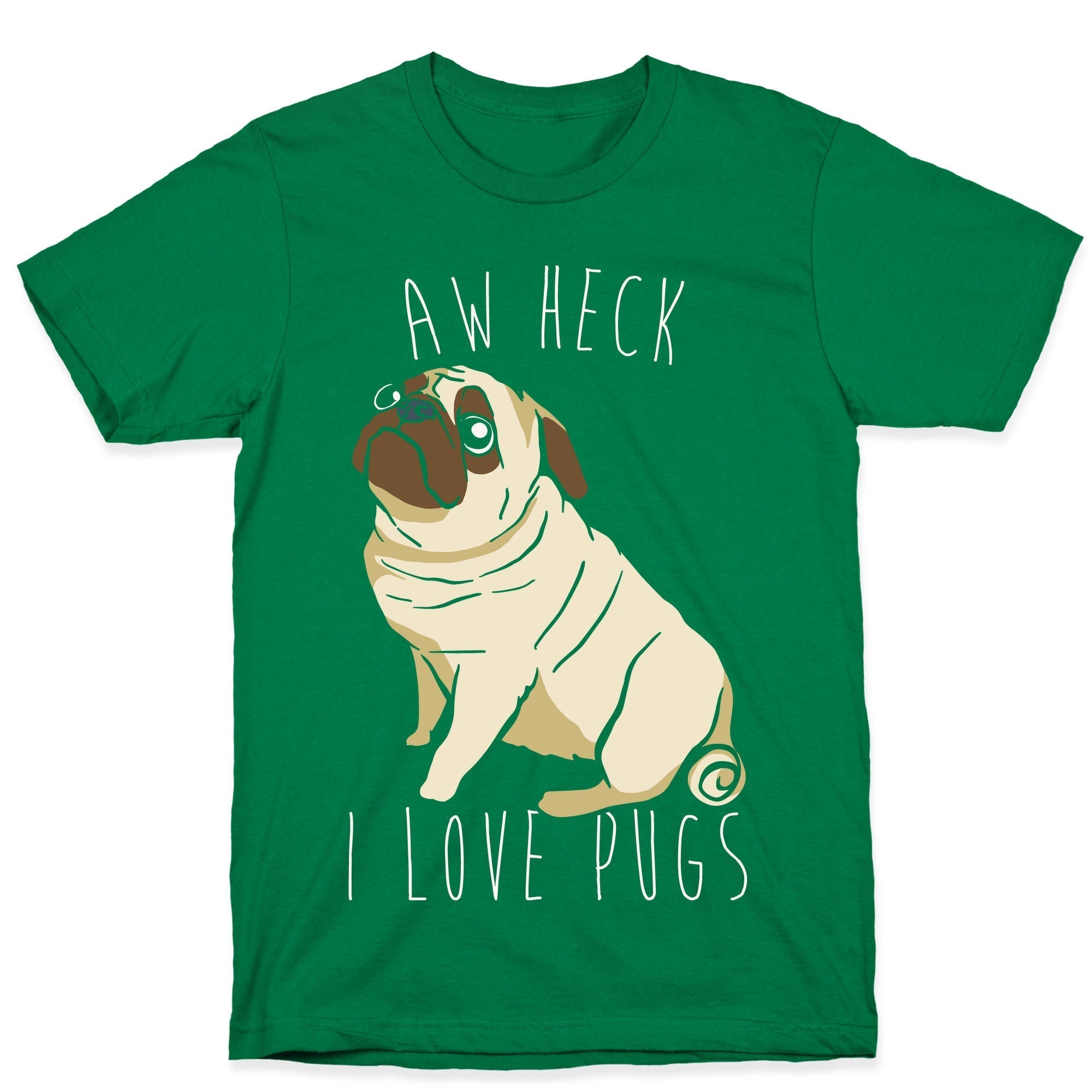 Aw Heck I Love Pugs White Print T-Shirt Hoodie, Sweatshirt | PureTeeCo.com (Image 3)