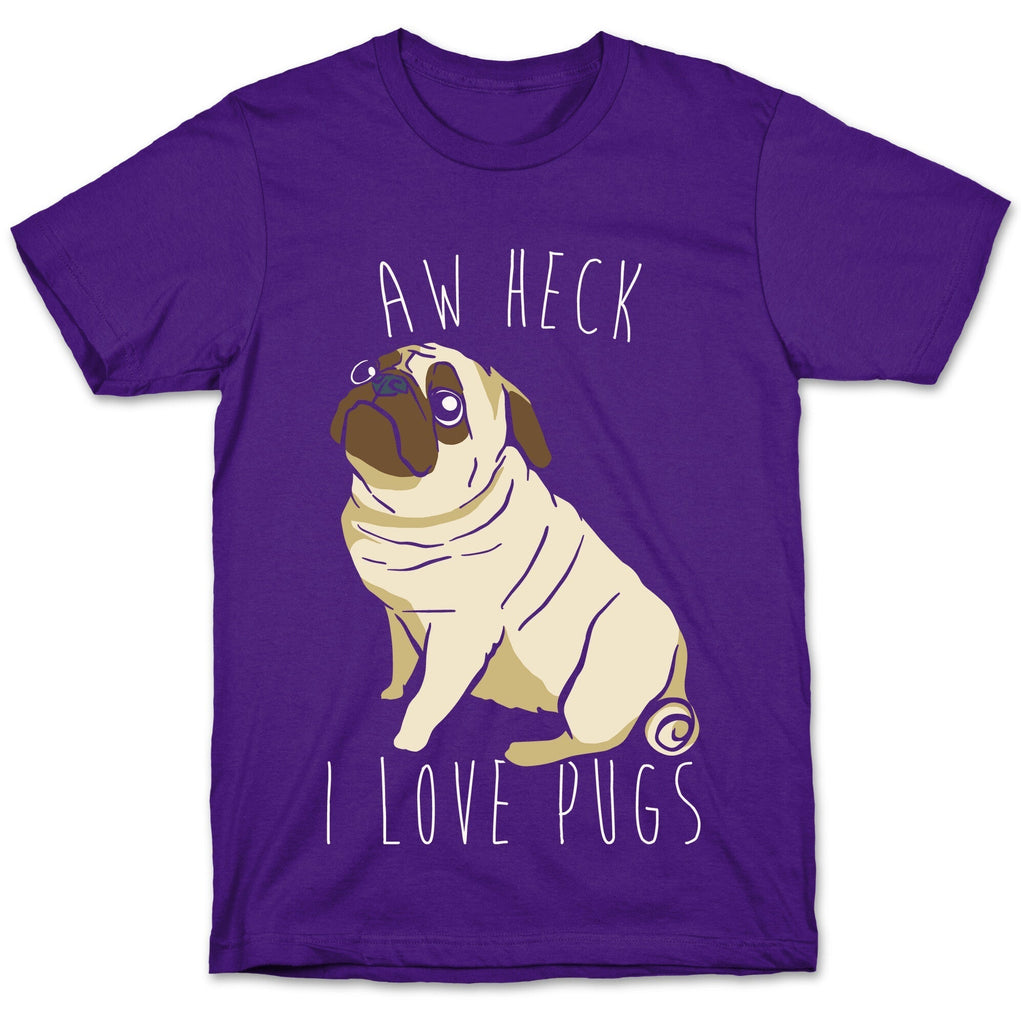 Aw Heck I Love Pugs White Print T-Shirt Hoodie, Sweatshirt | PureTeeCo.com (Image 5)