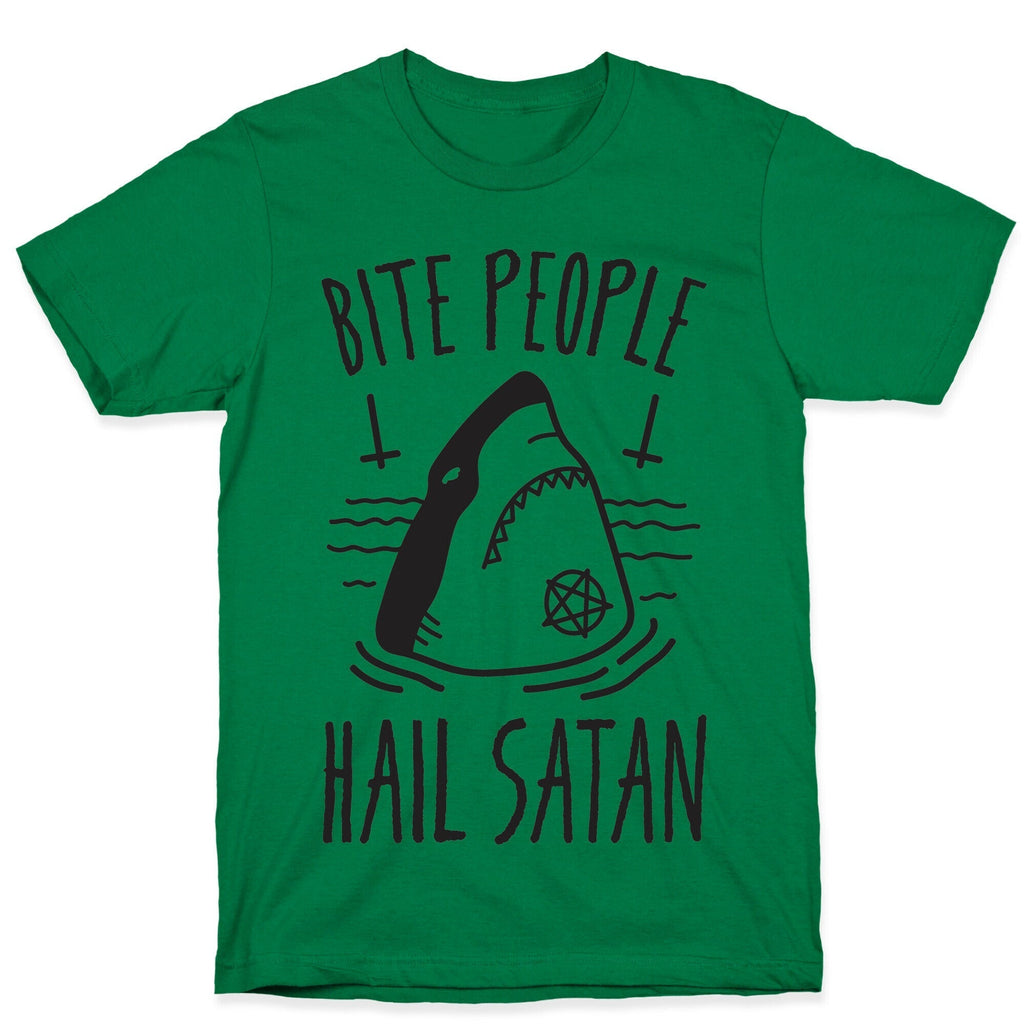 Bite People Hail Satan - Shark T-Shirt Hoodie, Sweatshirt | PureTeeCo.com (Image 4)