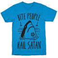 Bite People Hail Satan - Shark T-Shirt Hoodie, Sweatshirt | PureTeeCo.com (Image 1)