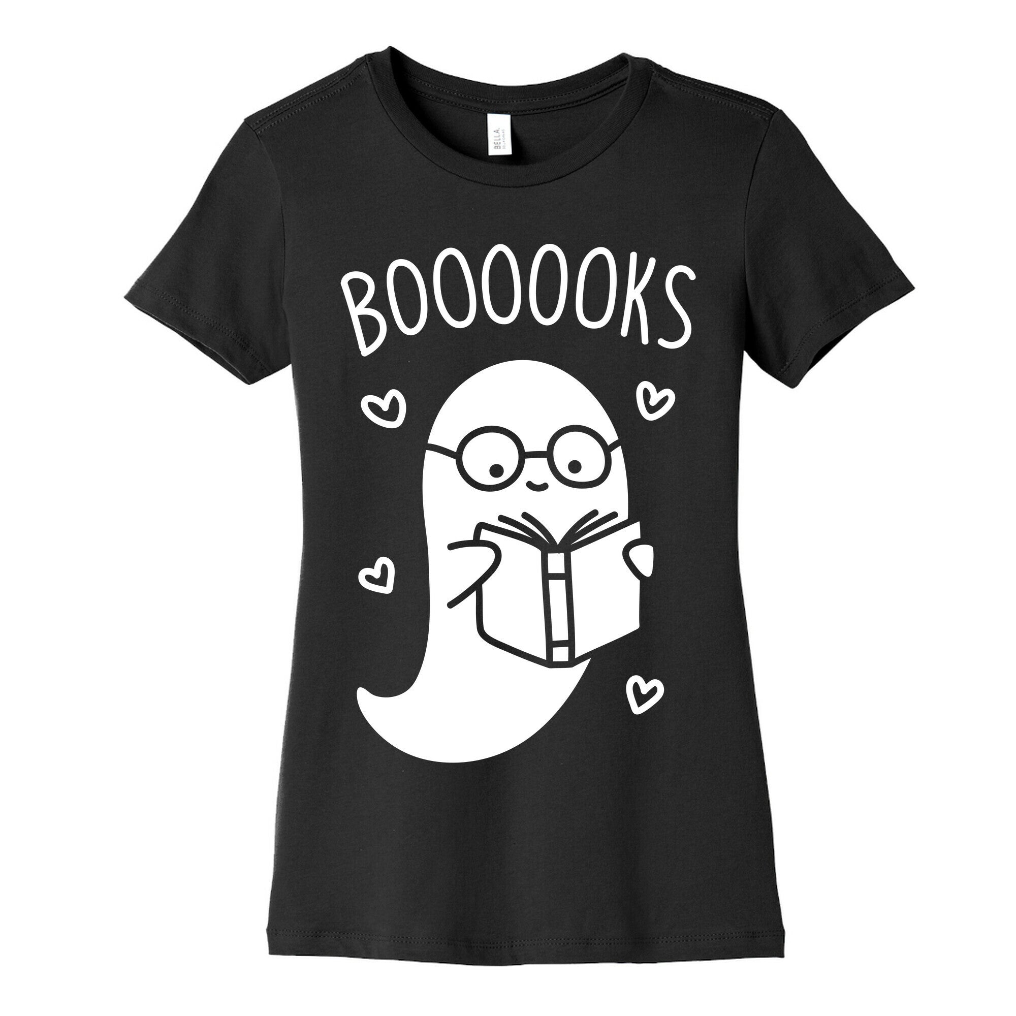 Boooooks (White) Women's Cotton Tee Hoodie, Sweatshirt | PureTeeCo.com (Image 5)