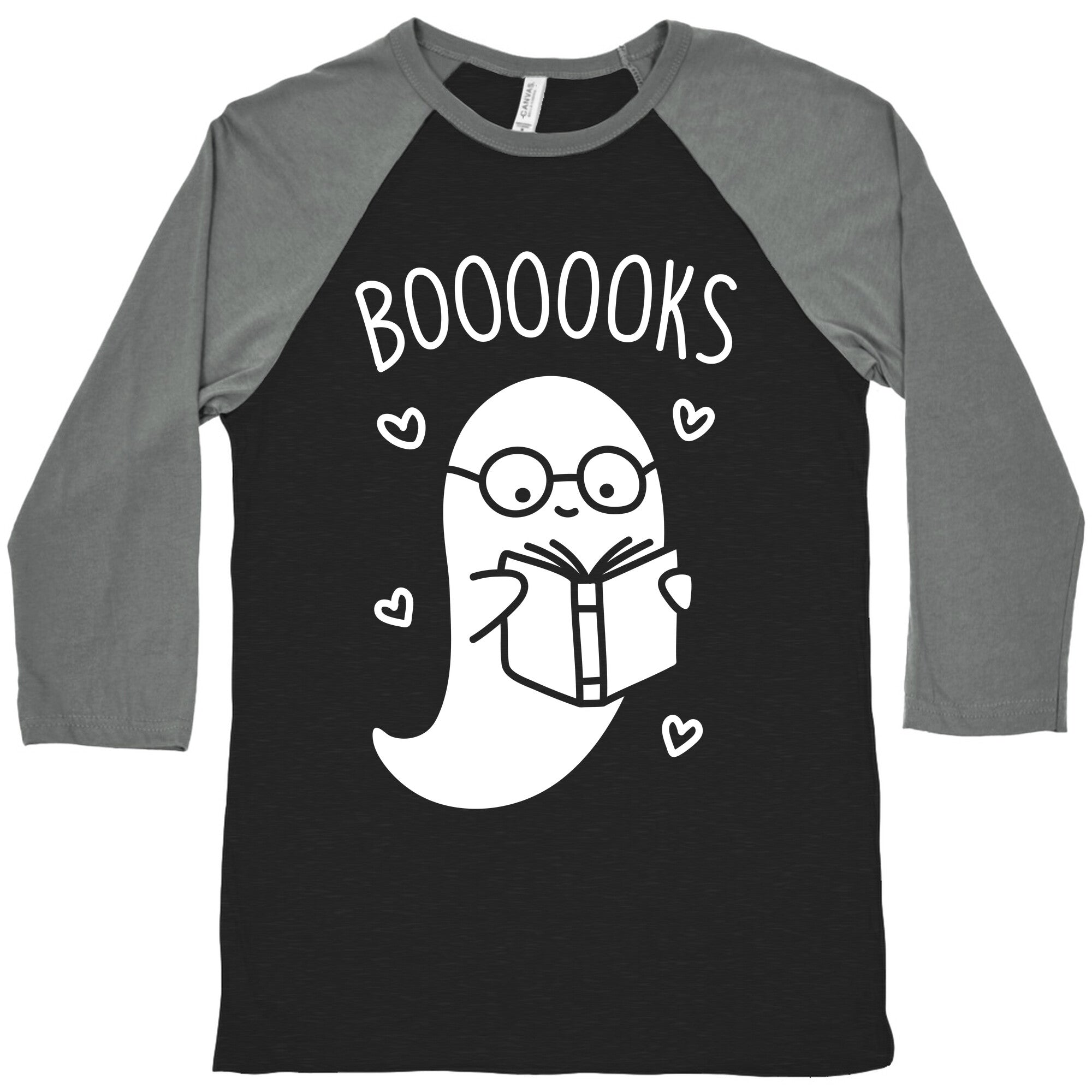 Boooooks (White) Baseball Tee Hoodie, Sweatshirt | PureTeeCo.com (Image 1)