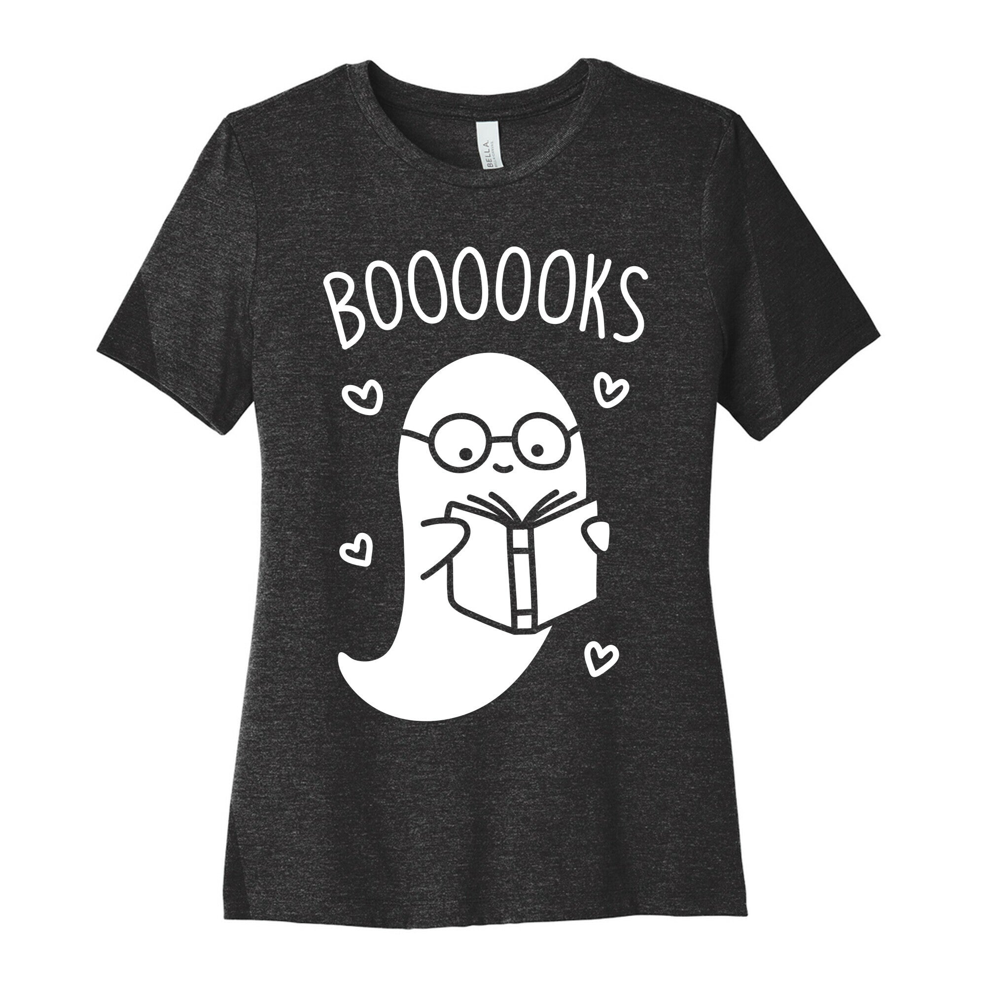 Boooooks (White) Women's Cotton Tee Hoodie, Sweatshirt | PureTeeCo.com (Image 1)