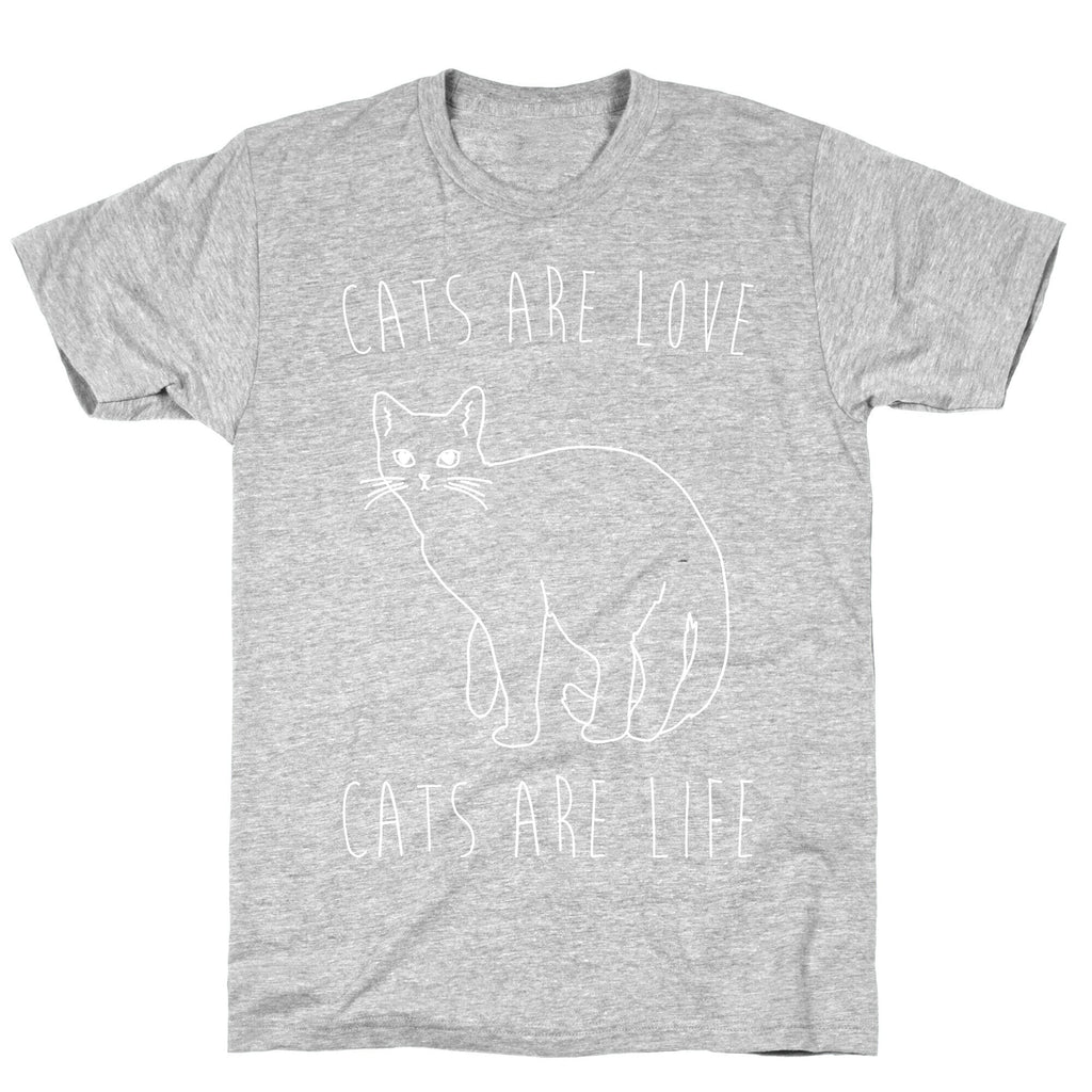 Cats Are Love Cats Are Life White Print T-Shirt Hoodie, Sweatshirt | PureTeeCo.com (Image 2)