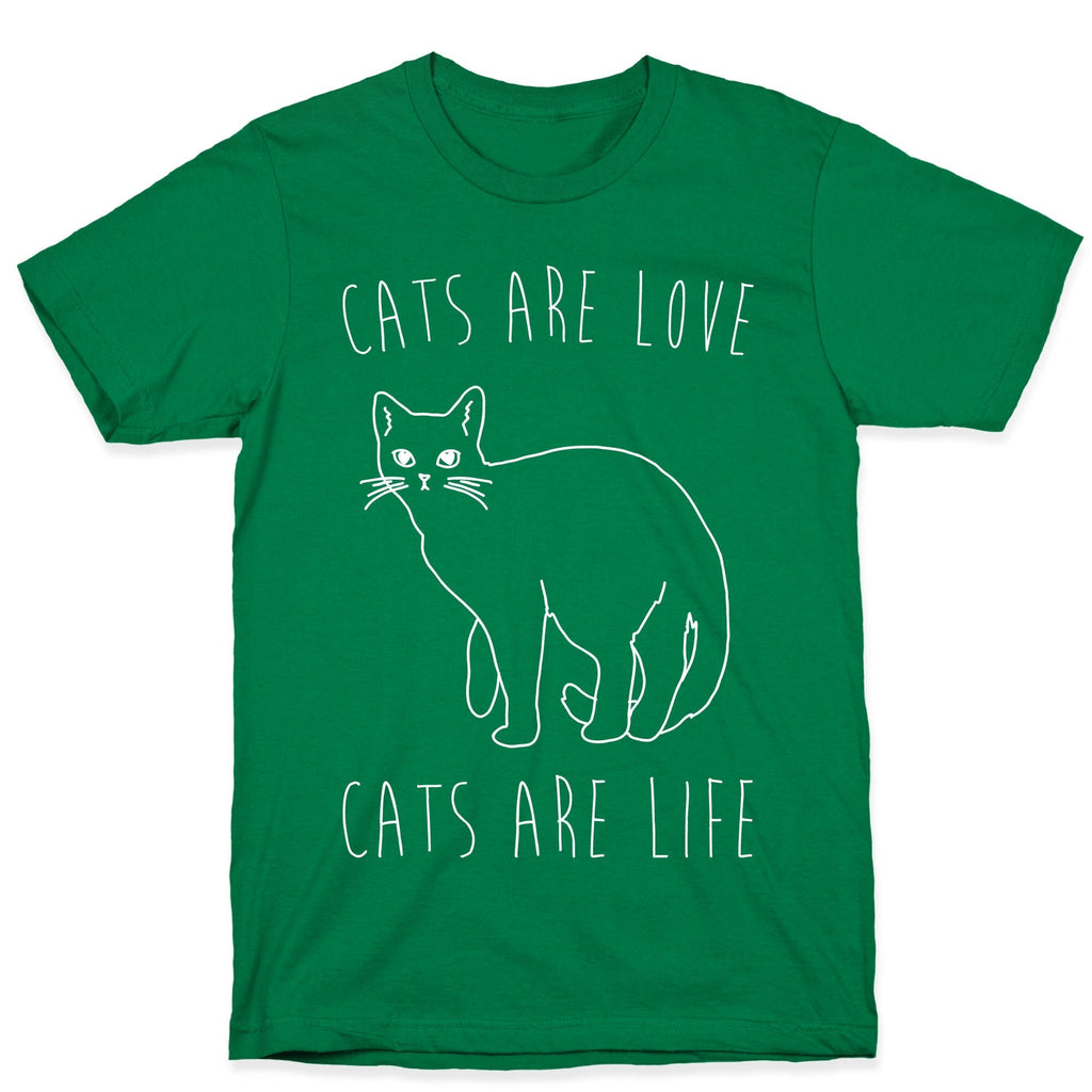 Cats Are Love Cats Are Life White Print T-Shirt Hoodie, Sweatshirt | PureTeeCo.com (Image 3)