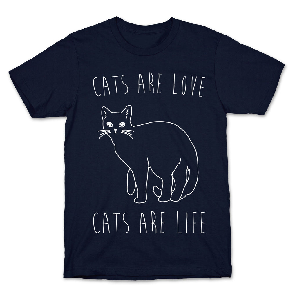 Cats Are Love Cats Are Life White Print T-Shirt Hoodie, Sweatshirt | PureTeeCo.com (Image 4)