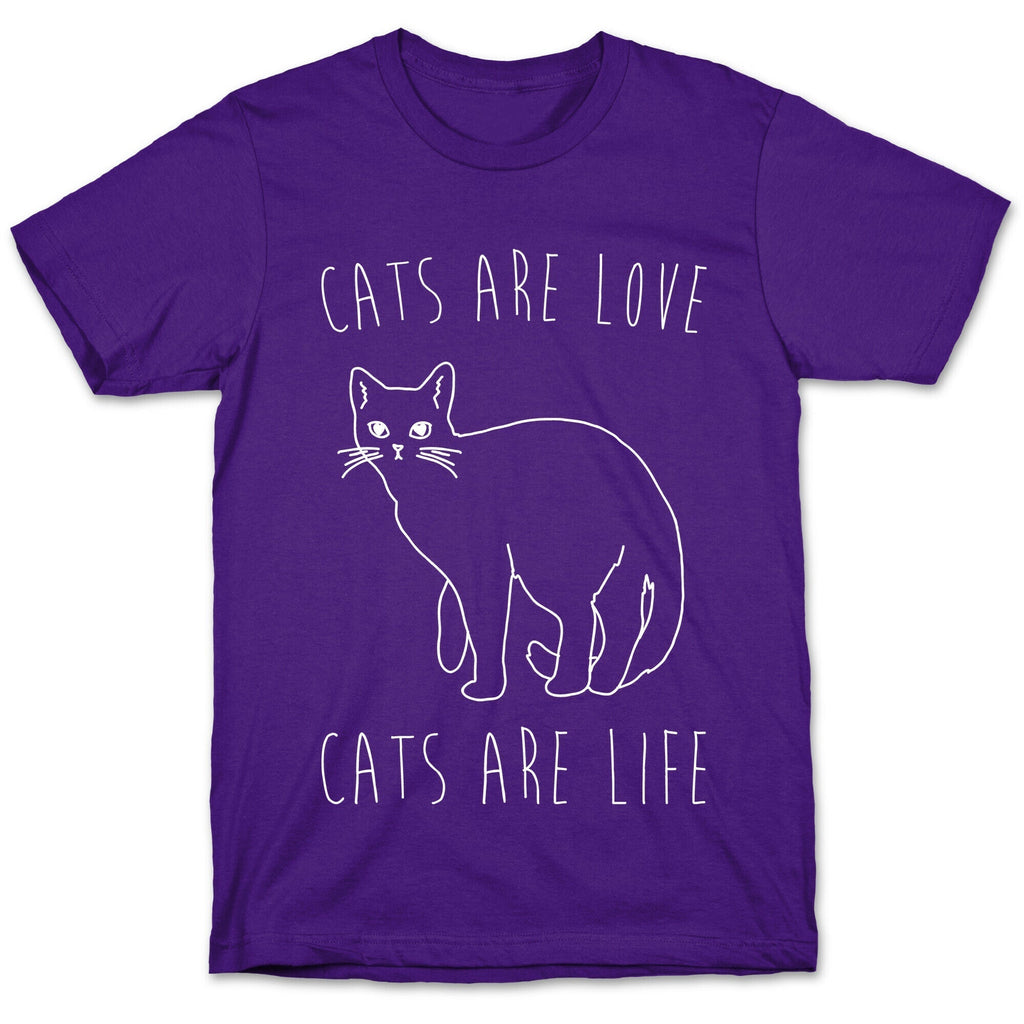 Cats Are Love Cats Are Life White Print T-Shirt Hoodie, Sweatshirt | PureTeeCo.com (Image 5)