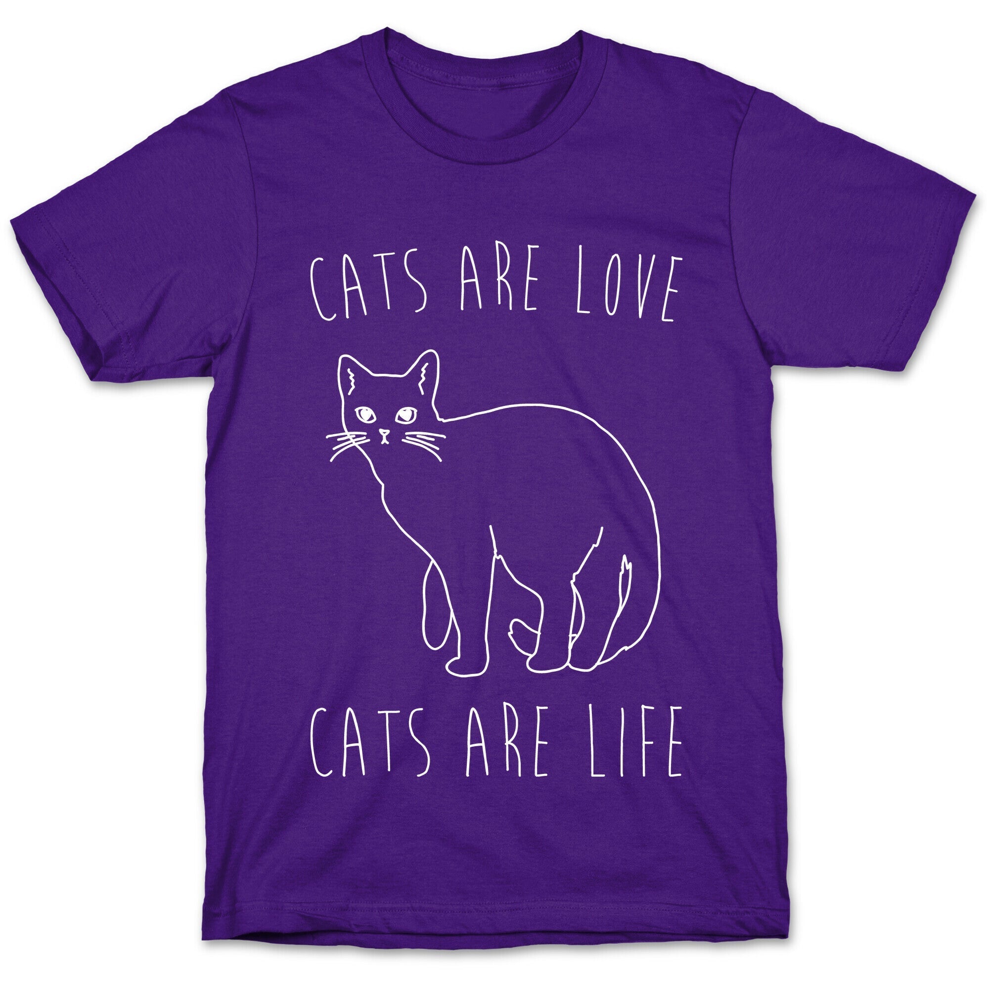 Cats Are Love Cats Are Life White Print T-Shirt Hoodie, Sweatshirt | PureTeeCo.com (Image 5)