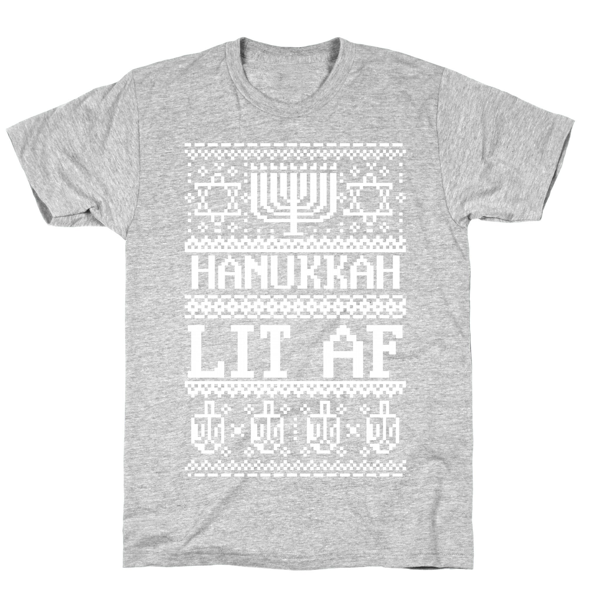 Hanukkah Lit AF T-Shirt Hoodie, Sweatshirt | PureTeeCo.com (Image 2)