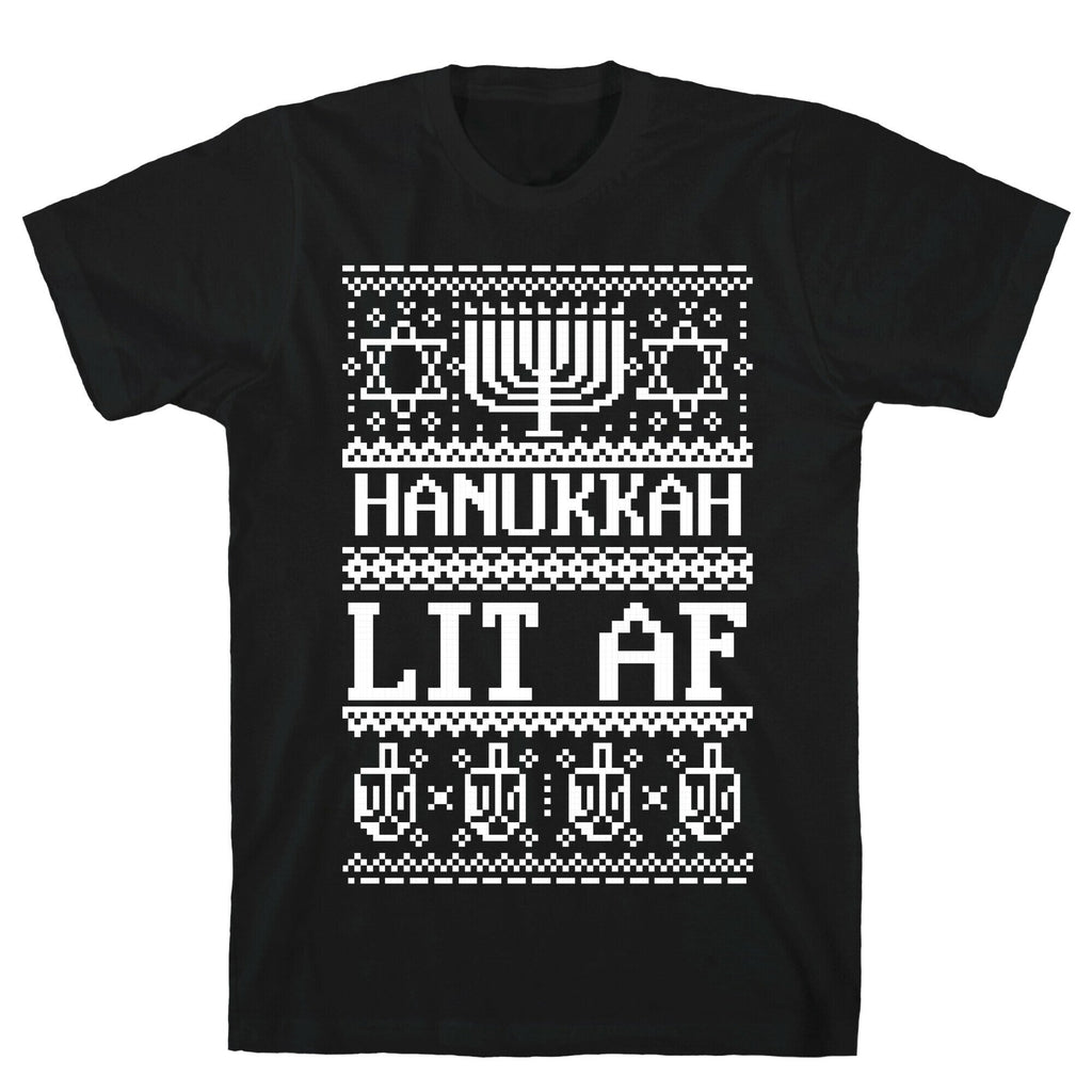 Hanukkah Lit AF T-Shirt Hoodie, Sweatshirt | PureTeeCo.com (Image 1)