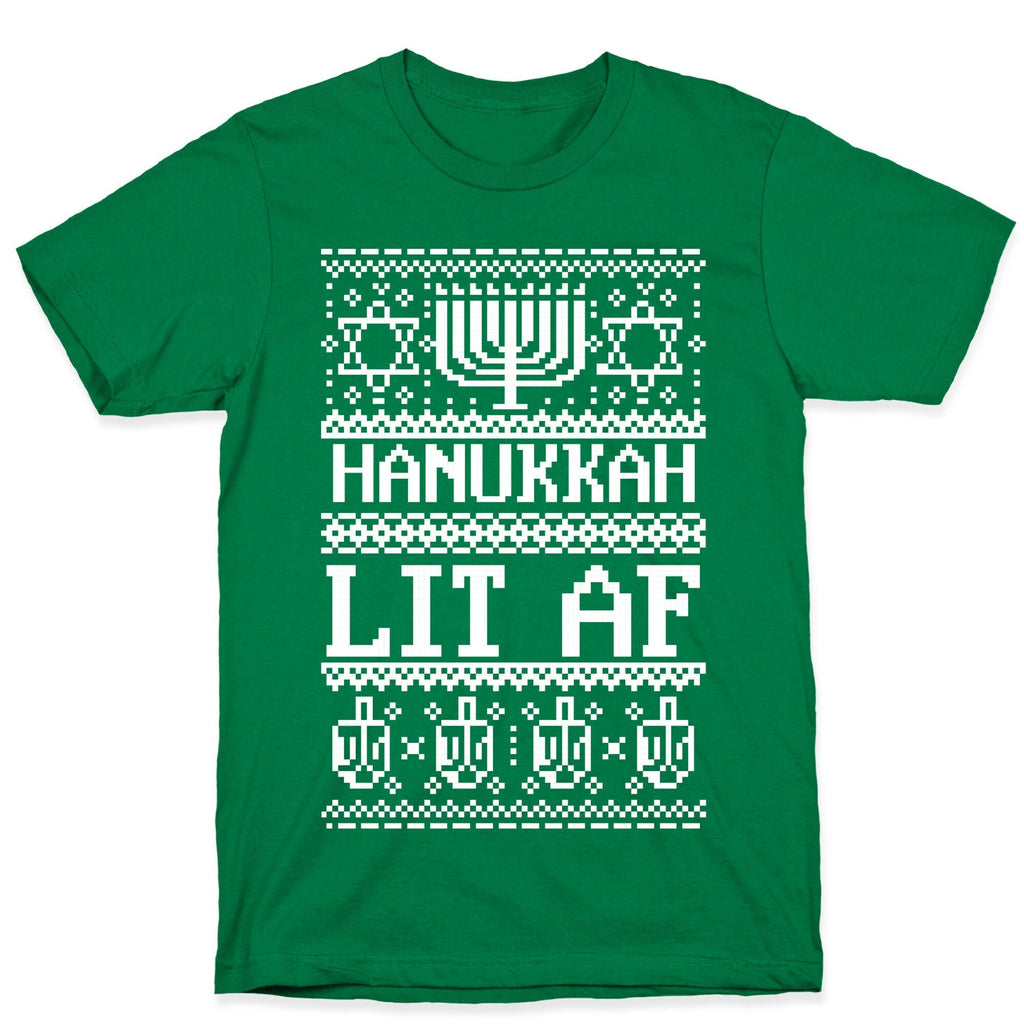 Hanukkah Lit AF T-Shirt Hoodie, Sweatshirt | PureTeeCo.com (Image 3)