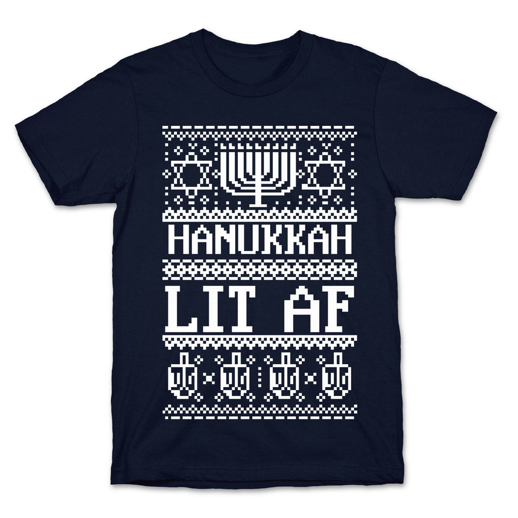 Hanukkah Lit AF T-Shirt Hoodie, Sweatshirt | PureTeeCo.com (Image 4)