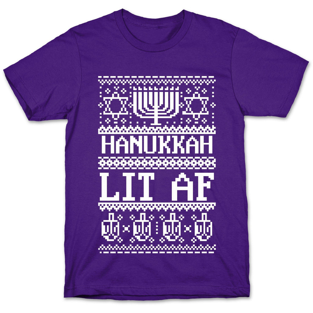 Hanukkah Lit AF T-Shirt Hoodie, Sweatshirt | PureTeeCo.com (Image 5)
