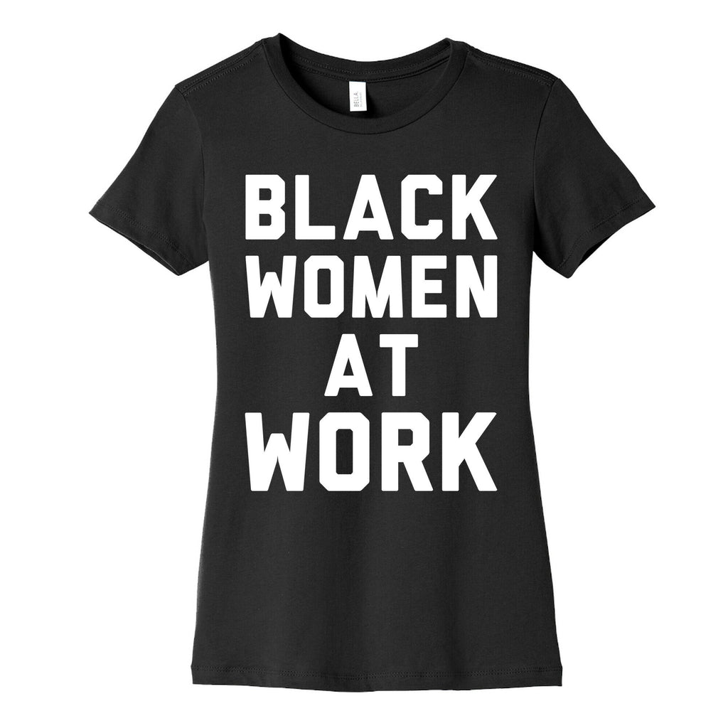 Black Women At Work White Print Women's Cotton Tee Hoodie, Sweatshirt | PureTeeCo.com (Image 5)