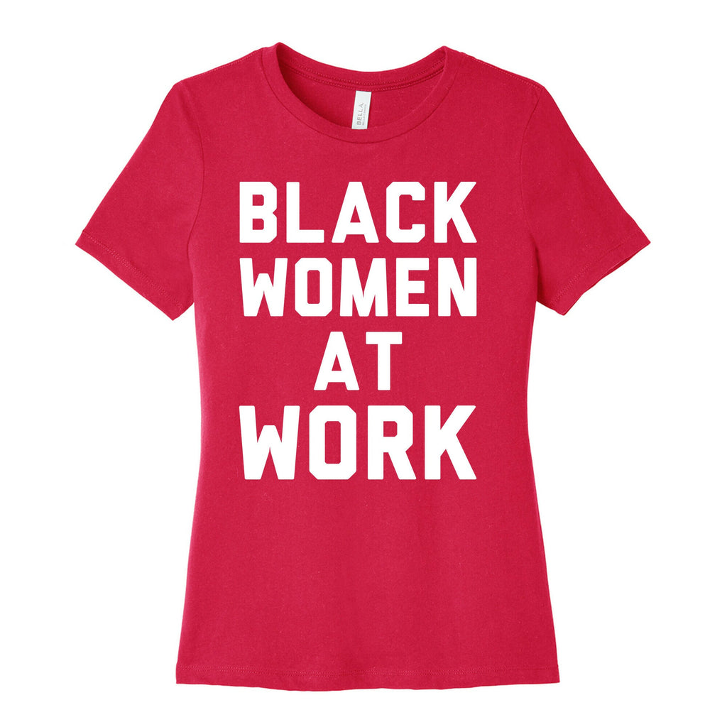 Black Women At Work White Print Women's Cotton Tee Hoodie, Sweatshirt | PureTeeCo.com (Image 2)